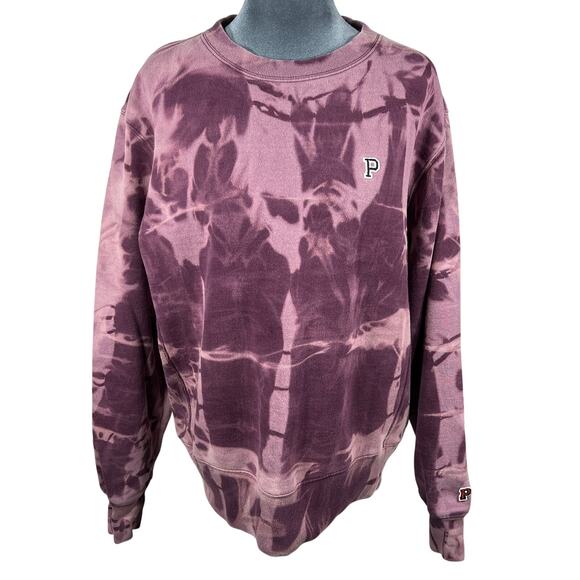 Victoria's Secret Pink Bleach-Dyed Sweatshirt Sz Medium Pink/Purple Oversized - Picture 1 of 9